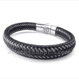 Herren-Kabelarmband Aus Titan Und Schwarzem Leder
