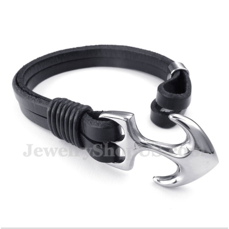 Herren-Lederarmband Mit Anker