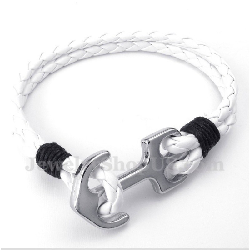 Herren-Lederarmband Mit Anker
