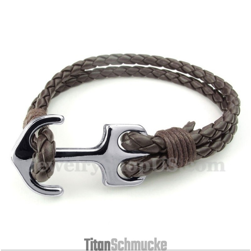 Herren-Lederarmband Mit Anker
