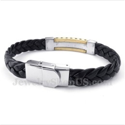 Herren Titan Griechisches Mäandermuster Gold Lederarmband