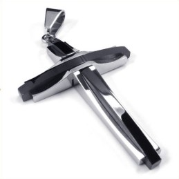 Modischer Ripple Cross Titan-Anhänger (Schwarz)