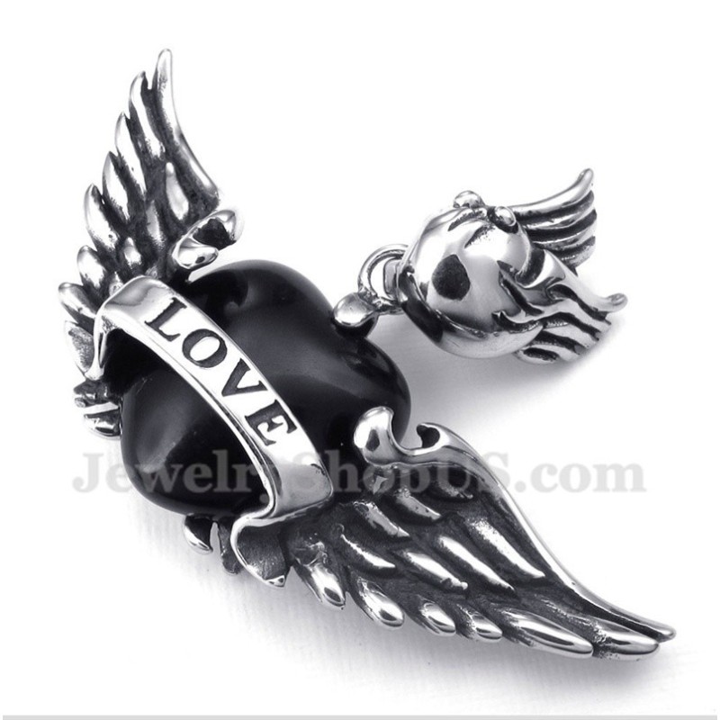Herren Titan Love Black Wings Anhänger Mit Kostenloser Kette