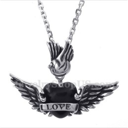 Herren Titan Love Black Wings Anhänger Mit Kostenloser Kette