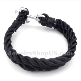Herren-Armband Aus Titan Mit Anker-Baumwollseil
