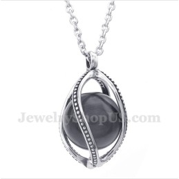 Herren Titan Schwarz Opal Anhänger Mit Gratis Kette