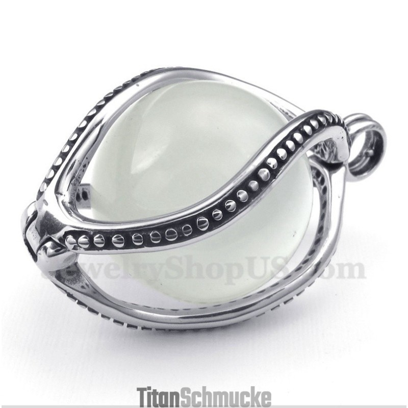 Herren-Anhänger Aus Titan Mit Weißem Opal Und Kostenloser Kette Herren-Anhänger Aus Titan Mit Weißem Opal Und Kostenloser Kette
