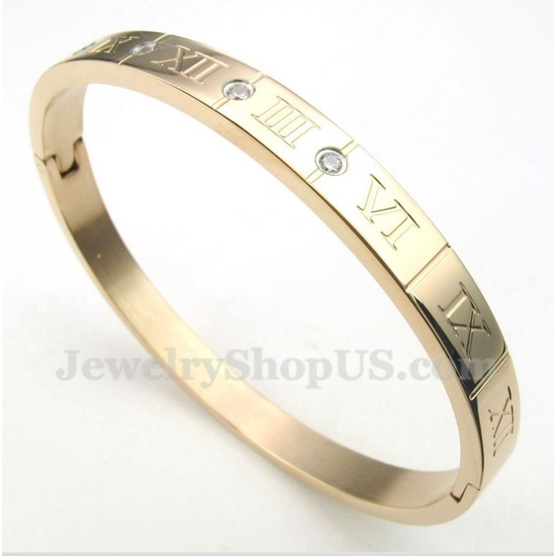 Herrenarmband Aus Titan Mit Diamanten Und Römischen Ziffern In Roségold