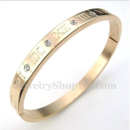 Herrenarmband Aus Titan Mit Diamanten Und Römischen Ziffern In Roségold