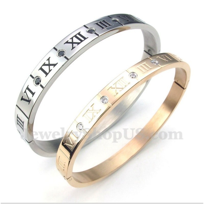 Titan-Paararmband Mit Römischen Ziffern Und Diamanten (Ein Paar)