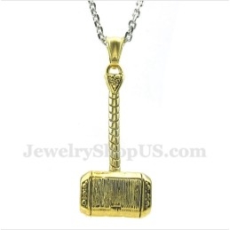 Thors Hammer Anhänger Aus Titan Und warmgelb Für Herren Mit Kostenloser Kette