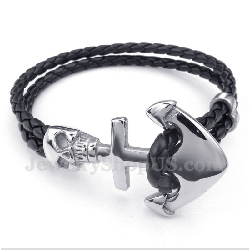 Herren Anker Leder Titan Armband