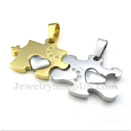 Titan-Gold-Puzzle-Paaranhänger Mit Kostenloser Kette (Ein Paar)