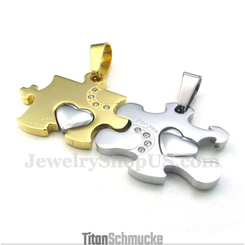 Titan-Gold-Puzzle-Paaranhänger Mit Kostenloser Kette (Ein Paar) Titan-Gold-Puzzle-Paaranhänger Mit Kostenloser Kette (Ein Paar)