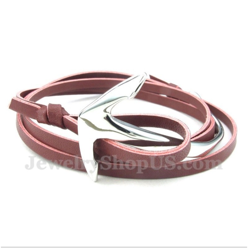 Herren Titan Leder Anker Armband