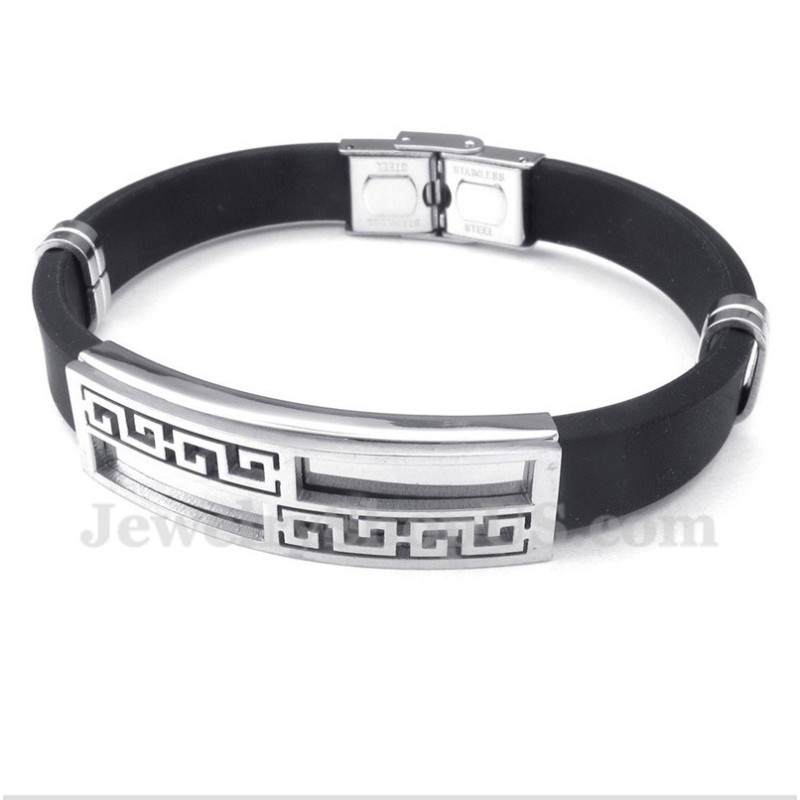 Herrenarmband Aus Titankautschuk Mit Griechischem Mäandermuster Herrenarmband Aus Titankautschuk Mit Griechischem Mäandermuster