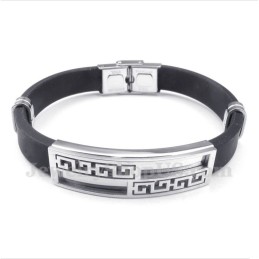 Herrenarmband Aus Titankautschuk Mit Griechischem Mäandermuster