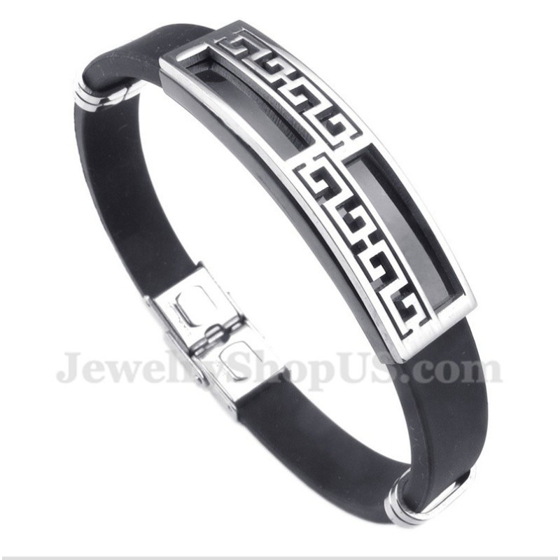 Herrenarmband Aus Titankautschuk Mit Griechischem Mäandermuster Herrenarmband Aus Titankautschuk Mit Griechischem Mäandermuster