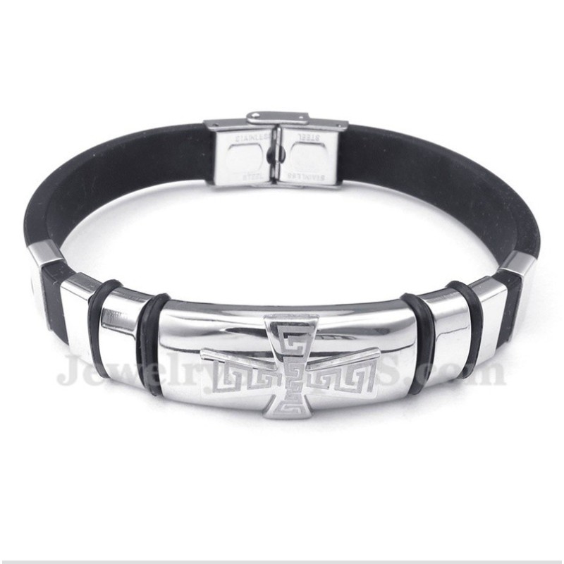 Herrenarmband Aus Titankautschuk Mit Griechischem Mäandermuster Herrenarmband Aus Titankautschuk Mit Griechischem Mäandermuster