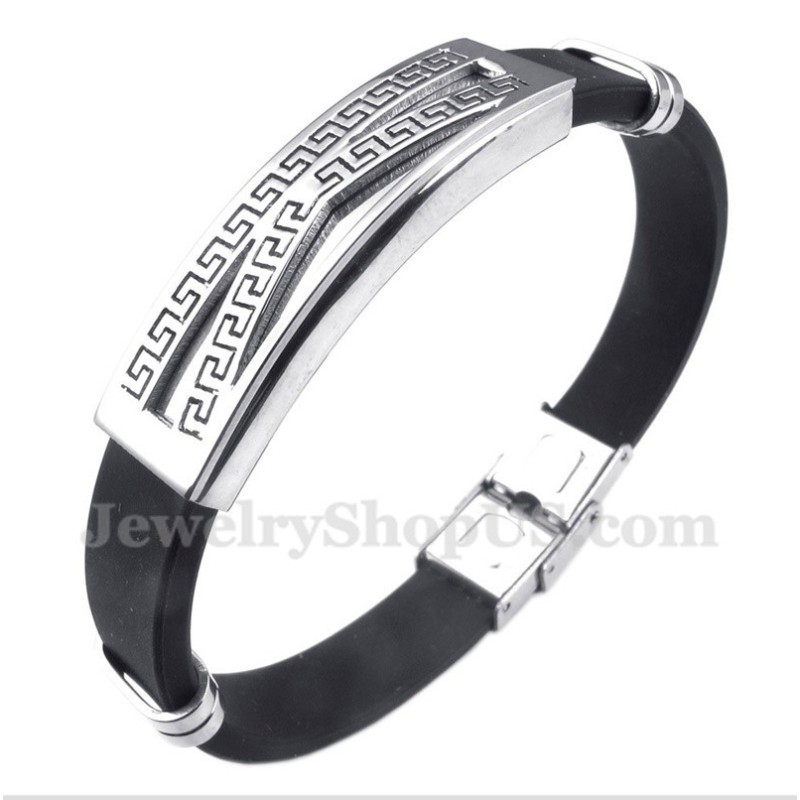 Herrenarmband Aus Titankautschuk Mit Griechischem Mäandermuster Herrenarmband Aus Titankautschuk Mit Griechischem Mäandermuster