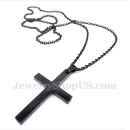 Herren Titan Schwarz Kreuz Anhänger Mit Gratis Kette