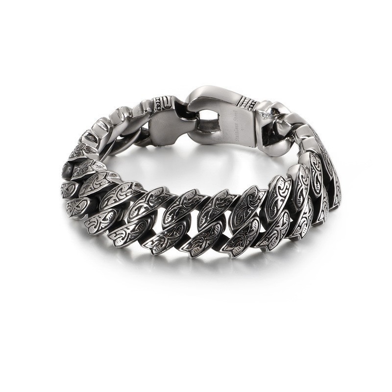 Cooles Retro-Blumenarmband Aus Titan Für Männer