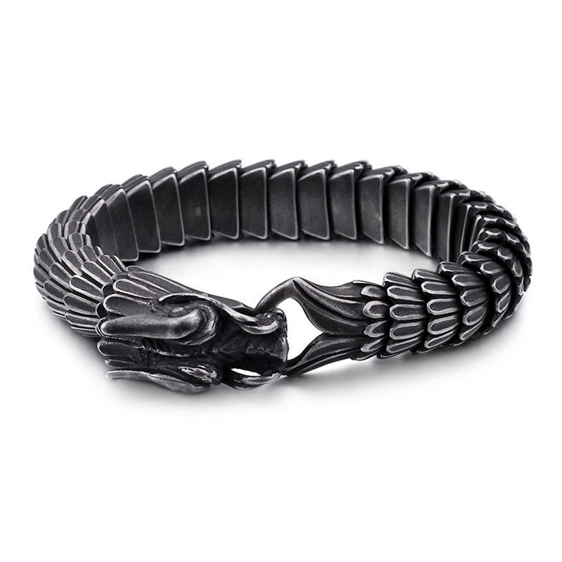 Vintage Titanarmband Für Herren Mit Drachenschuppenmuster