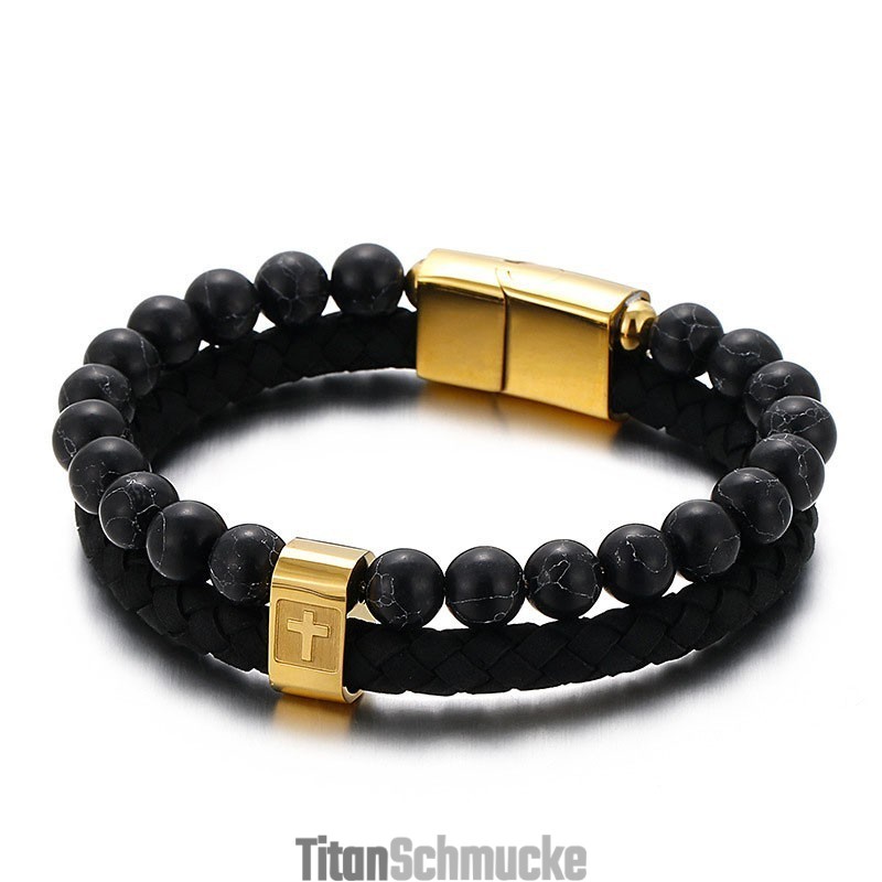 Türkis Titan Armband Mode Herren Kreuz Leder Armband Türkis Titan Armband Mode Herren Kreuz Leder Armband