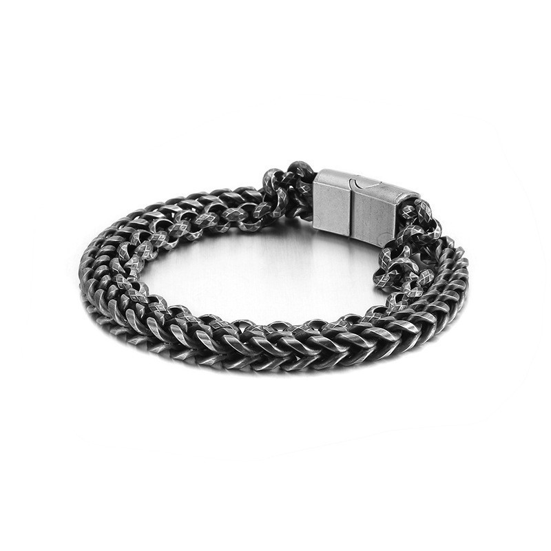 Cooles Doppellagiges Titanarmband Für Herren