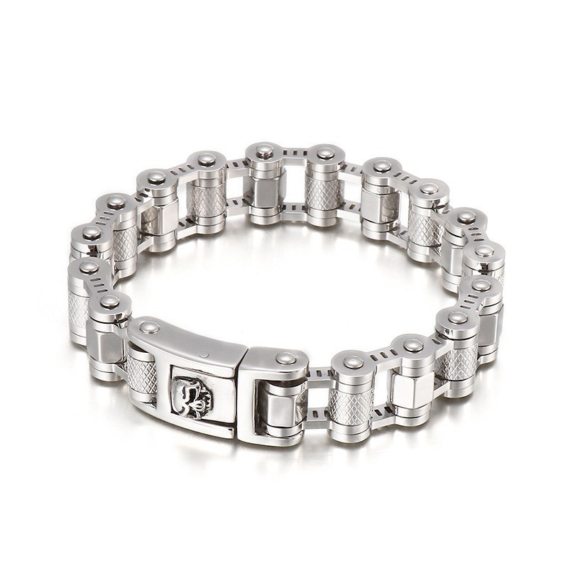 Cooles Totenkopf-Fahrradketten-Titanarmband Für Männer