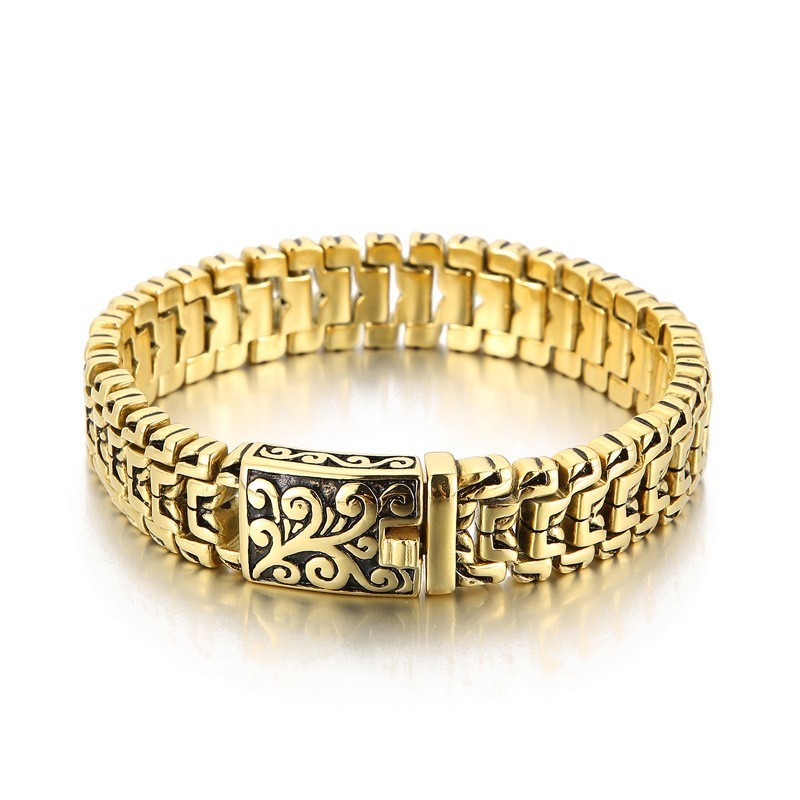 Beliebtes Cooles Hip-Hop-Blumen-Herren-Titanarmband