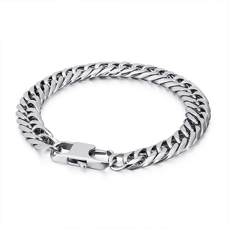 Tide Accessories Fashion Herren-Armband Aus Titan Mit Wirbelkette Und Quadratischer Schnalle