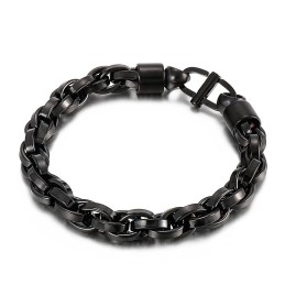 Herren-Armband Aus Titan Mit Ovaler Kette Und Buchstabenverschluss