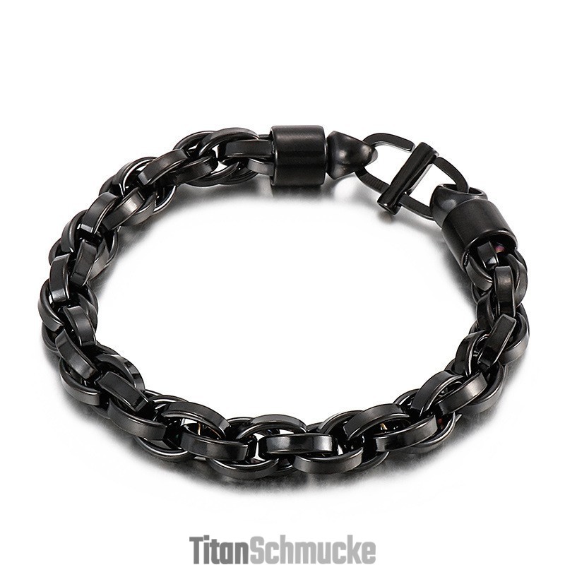Herren-Armband Aus Titan Mit Ovaler Kette Und Buchstabenverschluss