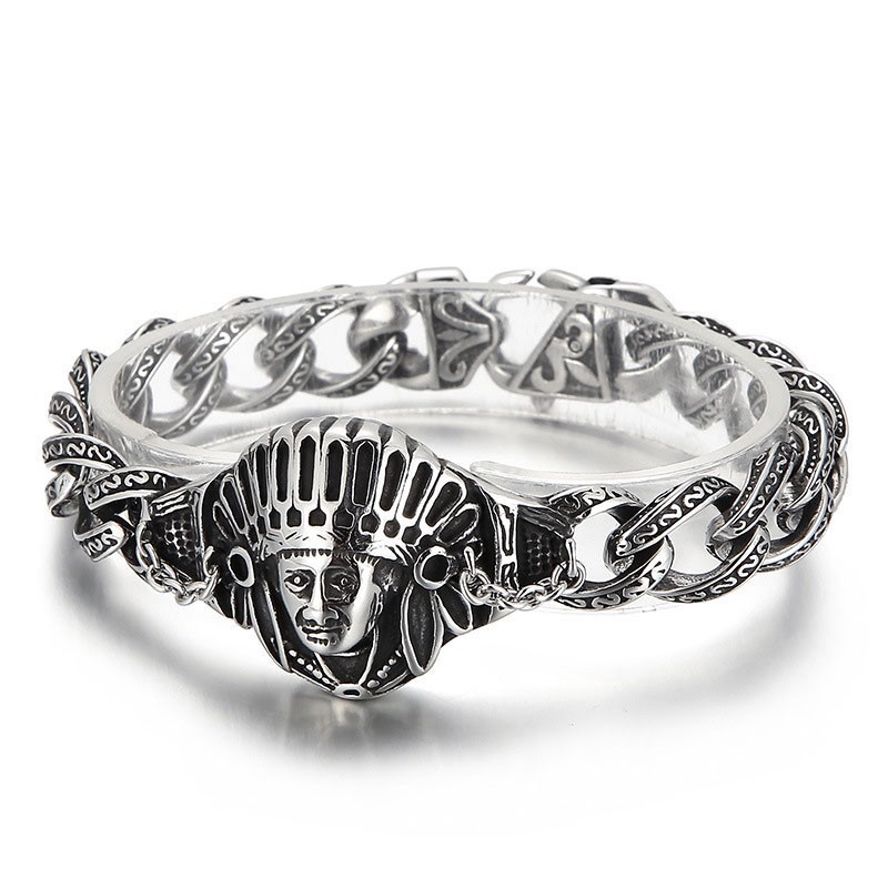 Neu Casting Schmuck Retro Cool Chef Muster Titan Herren Armband