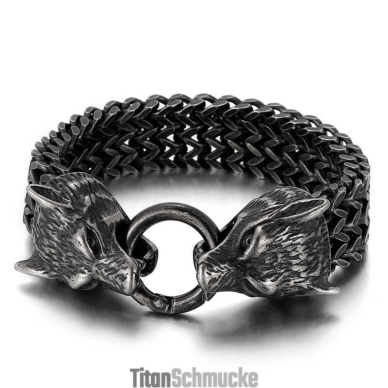 Schickes Hipster Titan Wolfskopf Armband Schickes Hipster Titan Wolfskopf Armband