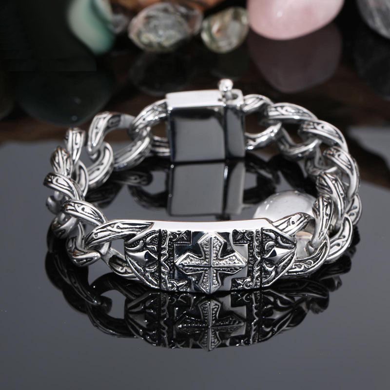 Mode Retro Hand Schmuck Fadenkreuz Muster Titan Armband