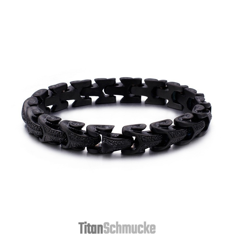 Schwarzes Herren-Titanarmband Mit Drachenschuppenmuster Schwarzes Herren-Titanarmband Mit Drachenschuppenmuster