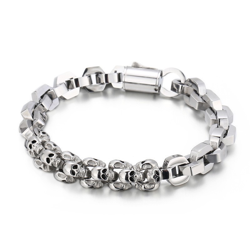 Gespleißtes Totenkopf-Polygon-Titanarmband Für Männer