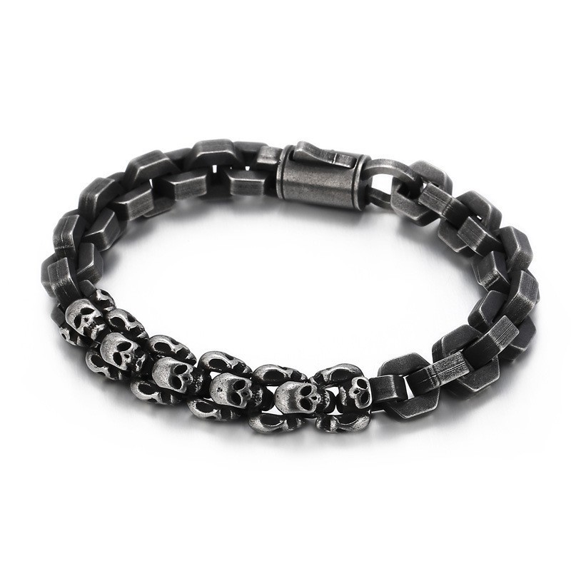 Gespleißtes Totenkopf-Polygon-Titanarmband Für Männer