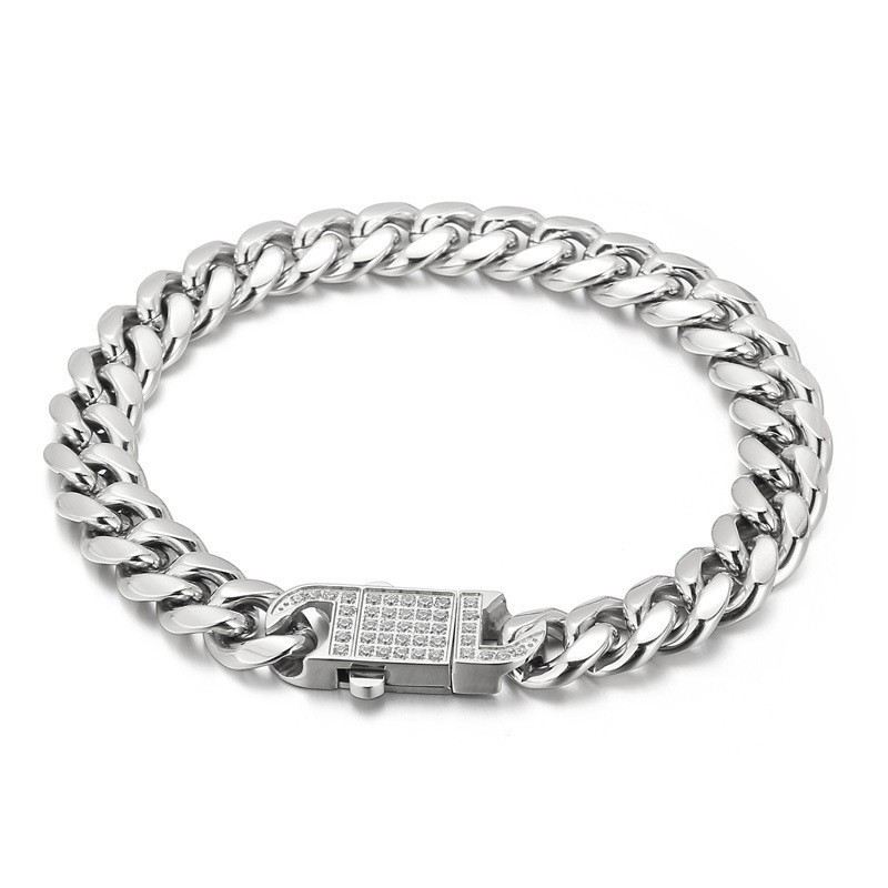 Kubanische Kette Mit Diamanten Herren Titan Armband Halskette