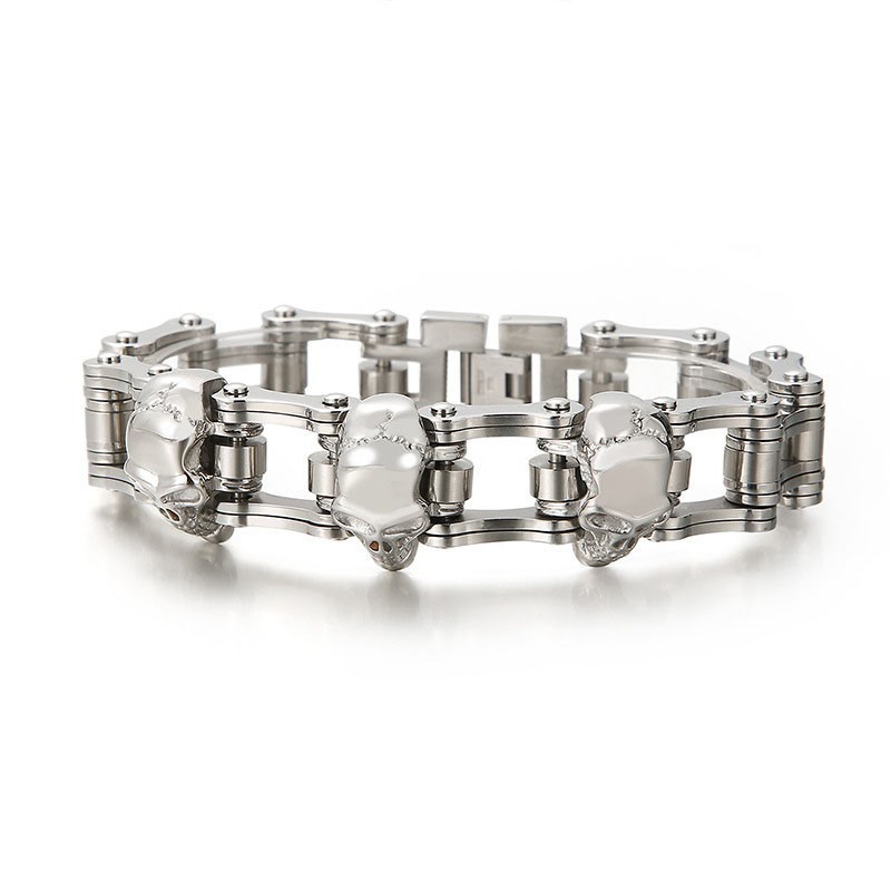 Cooles Totenkopf-Radsport-Armband Aus Titan Für Herren