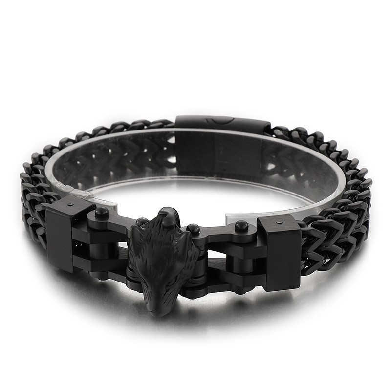 Mode Cool Hip Hop Herren Titan Armband Mit Wolfskopf Beschichtung