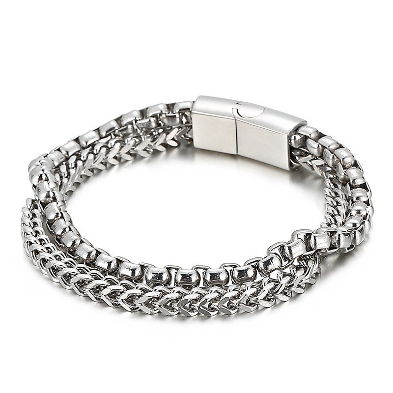 Quadratisches Doppellagiges Herren-Titanarmband Quadratisches Doppellagiges Herren-Titanarmband