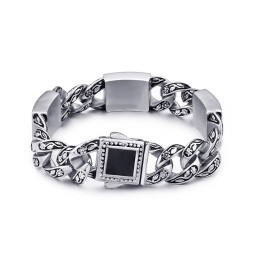 Vintage-Mode Hip-Hop-Stil Blumenmuster Mit Diamant-Verschluss Herren Titan Armband
