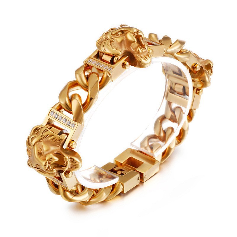 Löwenkopf-Armband, Armband, Armband, Hiphop, Street Dance, Männlich, Titan-Schmuck