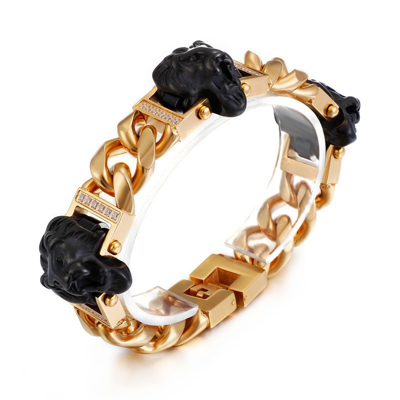 Löwenkopf-Armband, Armband, Armband, Hiphop, Street Dance, Männlich, Titan-Schmuck Löwenkopf-Armband, Armband, Armband, Hiphop, Street Dance, Männlich, Titan-Schmuck