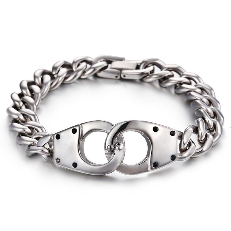 Modisches, Geometrisch Gewebtes Titanarmband Mit Handschellen Für Männer