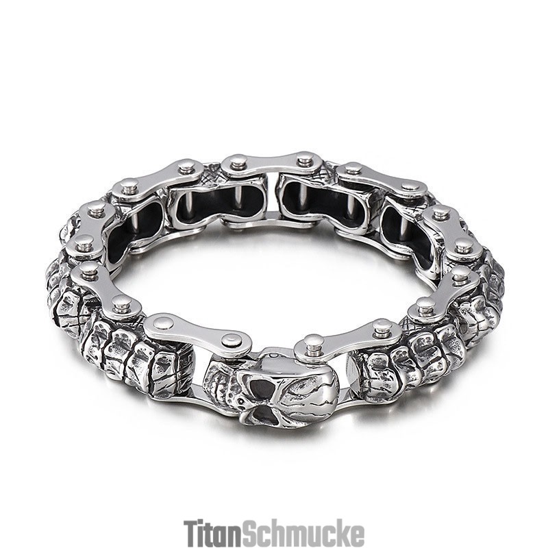 Mode Schädel Kiel Maschine Kette Titan Armband Für Männer