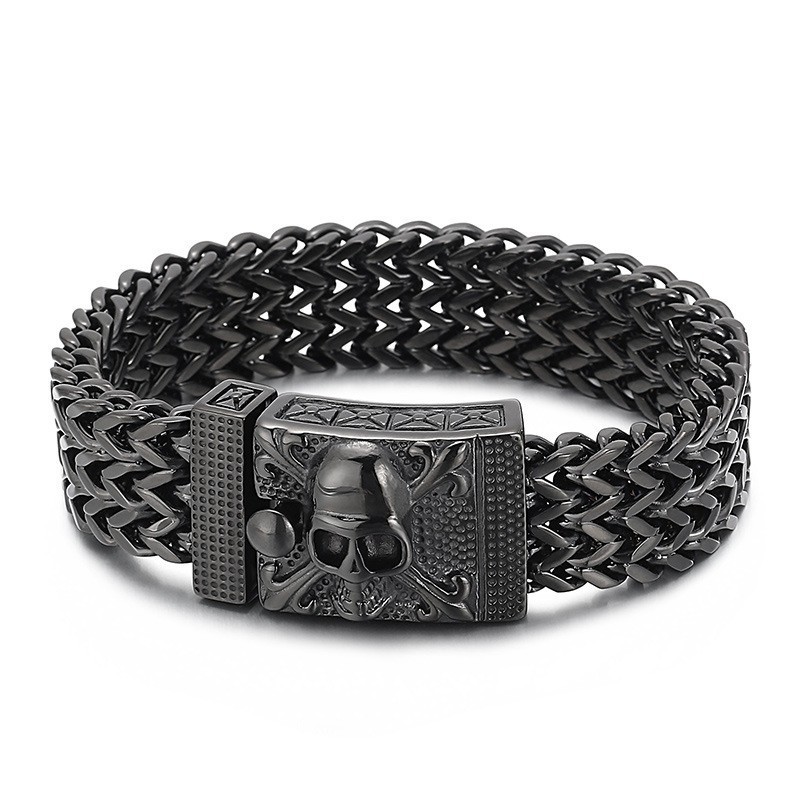 Hip-Hop-Totenkopf-Titanarmband Für Männer